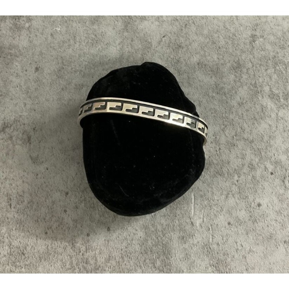 Vintage Sterling silver Hopi L shape Greek Key cuff bracelet